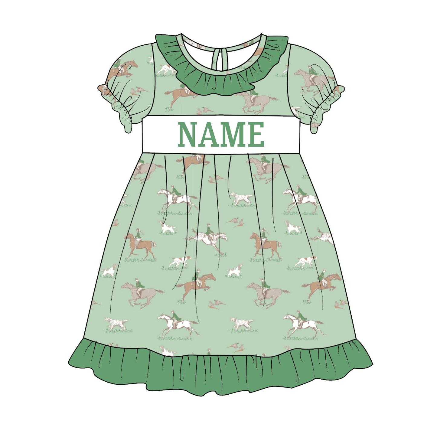 Kids Fall Custom Name Embroidery Green Orange Plaid Sibling Clothes