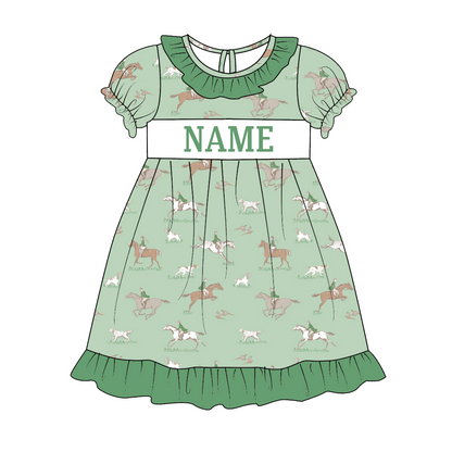 Kids Fall Custom Name Embroidery Green Orange Plaid Sibling Clothes