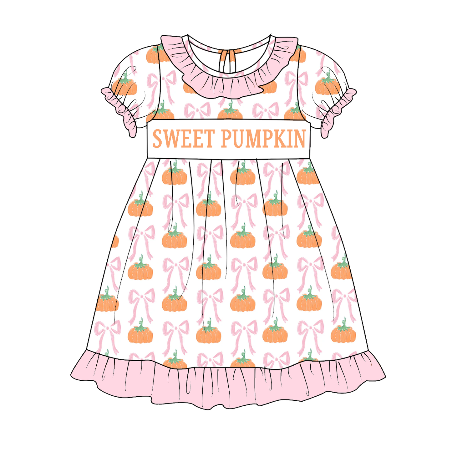 Sibling Kids Halloween Thanksgving SWEET PUMPKIN Embroidery Outfits