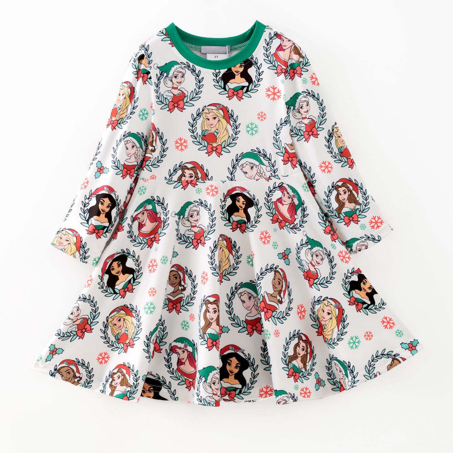 2025 Fall Christmas Character Print Long Sleeves Twirl Dress