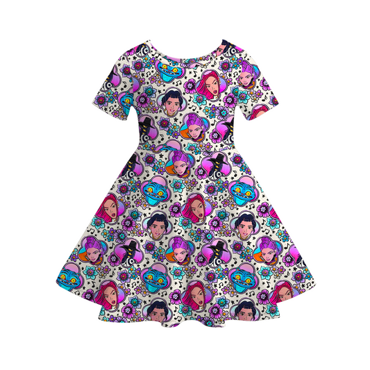 Girls Fall KDH Hot Pink Dress Skirt Set Hoodies Collection