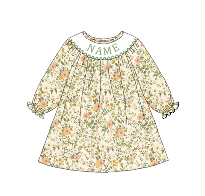 Fall/Winter Custom Name Embroidered Smocked Dress & Romper