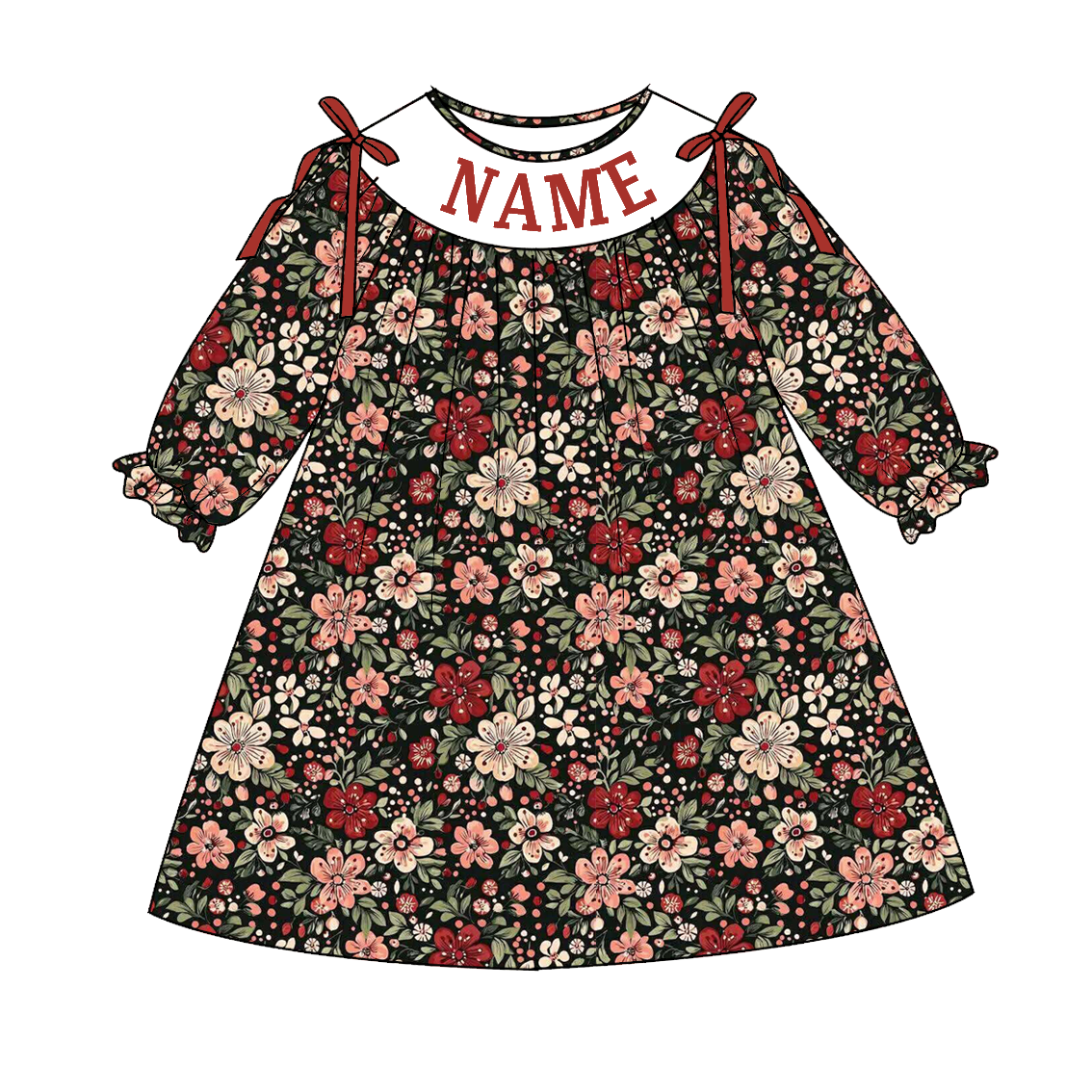 Fall Floral Smocked Embroidery Custom Name Outfit Collection