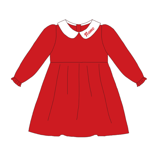 Red Corduroy Personalized Christmas Sibling Clothes – Custom Name Embroidery