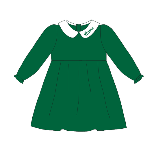 Green Corduroy Personalized Christmas Sibling Clothes – Custom Name Embroidery