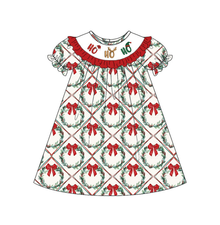 Ho Ho Ho Christmas Embroidered Smocked Dress & Romper
