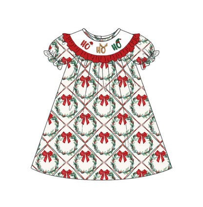 Ho Ho Ho Christmas Embroidered Smocked Dress & Romper
