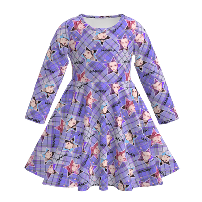 Girls Fall Kpop Demon Hunters Print Soft Twirl Dress