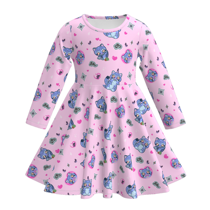 Girls Fall Kpop Demon Hunters Print Soft Twirl Dress
