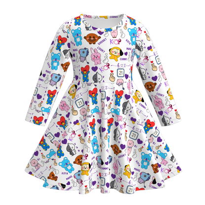Girls Fall Cartoon Kpop Demon Hunter Twirl Dress