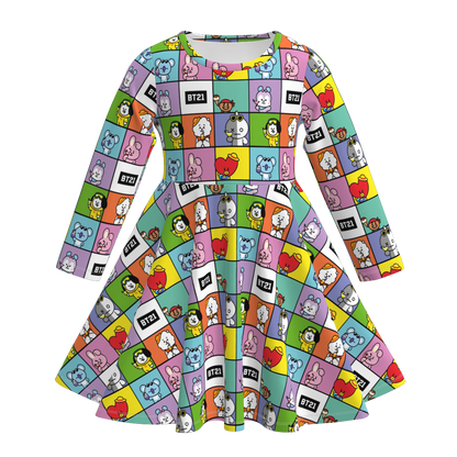 Girls Fall Cartoon Kpop Demon Hunter Twirl Dress