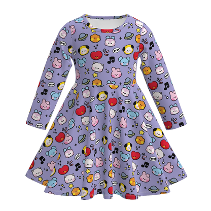 Girls Fall Cartoon Kpop Demon Hunter Twirl Dress