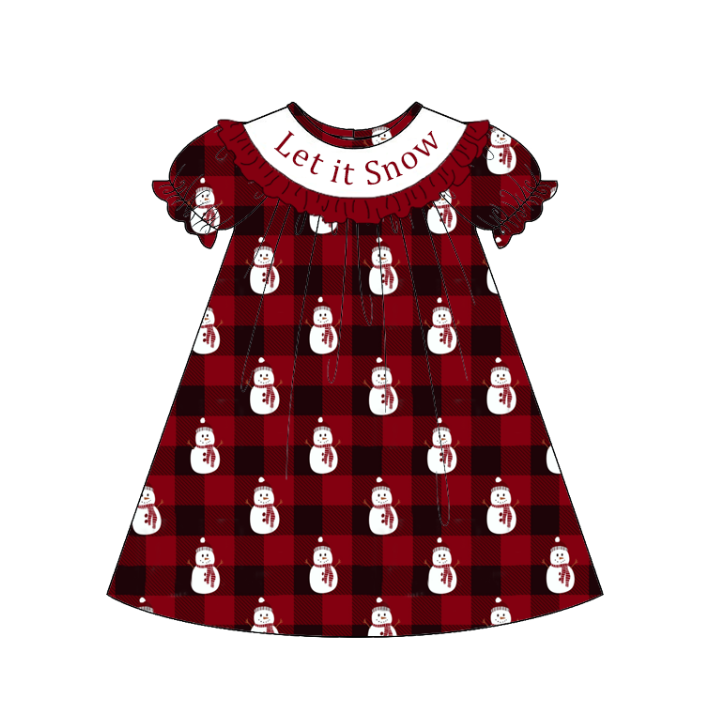 Kids Christmas Snowman "Let It Snow" Smocked Holiday Outfits