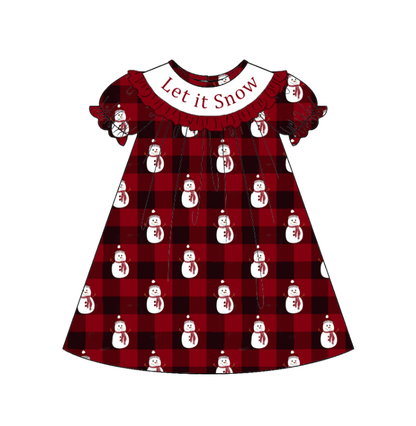 Kids Christmas Snowman "Let It Snow" Smocked Holiday Outfits