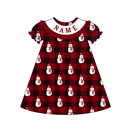 Kids Christmas Snowman Smocked Collection Custom Name Holiday Outfits