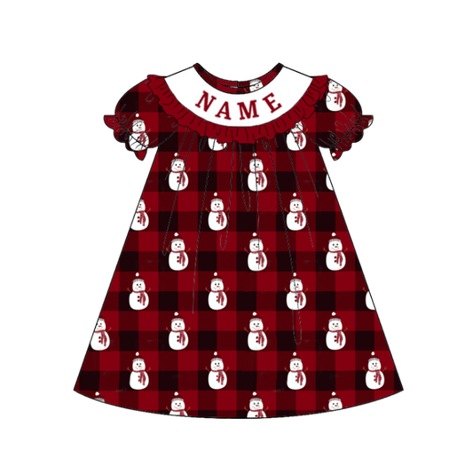Kids Christmas Snowman Smocked Collection Custom Name Holiday Outfits