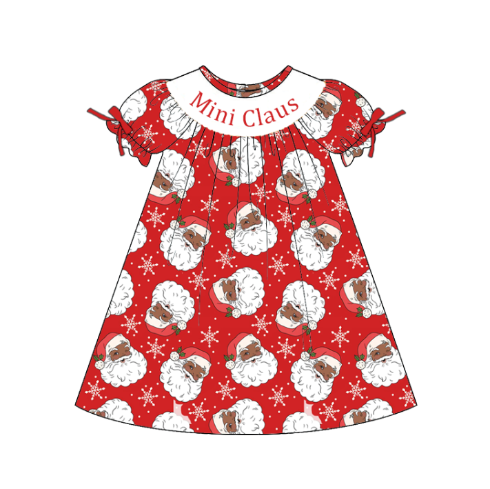 Girls Christmas Santa"Mini Claus" Smock Embroidery Collection Outfit