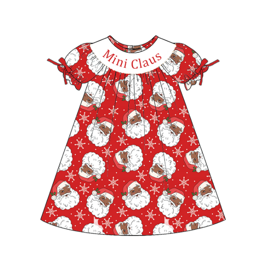 Girls Christmas Santa"Mini Claus" Smock Embroidery Collection Outfit