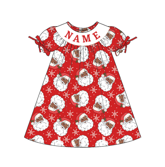 Girls Christmas Santa Custom Name Smock Embroidery Collection Outfit