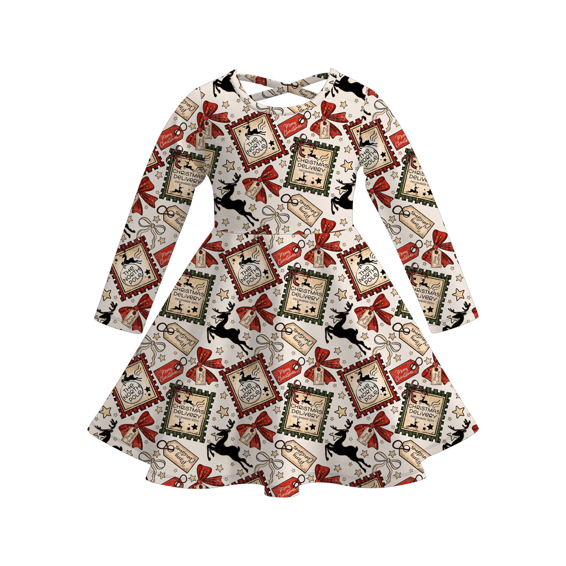 Girls Christmas Santa Reindeer Tree Jesus Twirl Dress