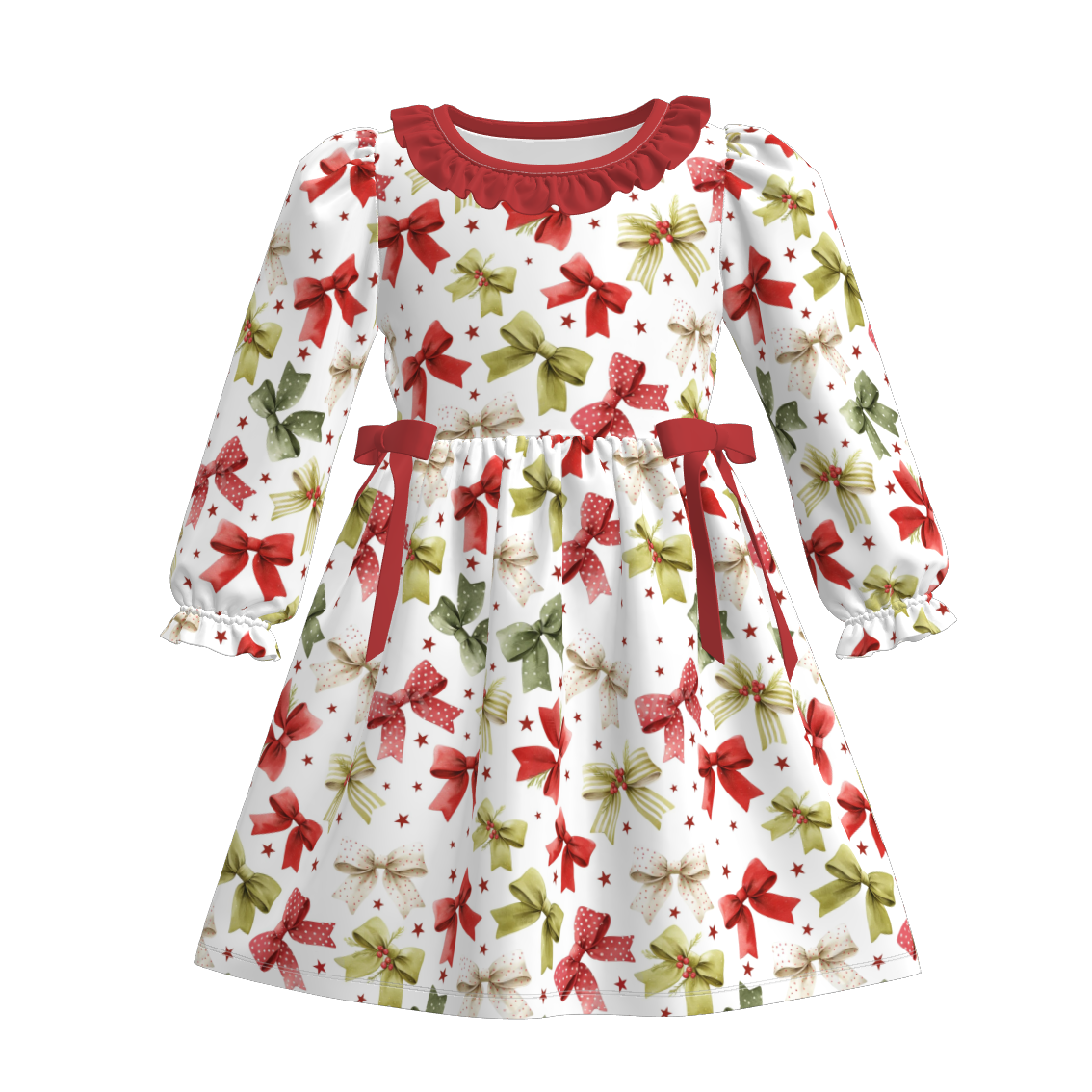 Christmas Family Outfit Collection – Red Green Bow & Plaid Matching Set