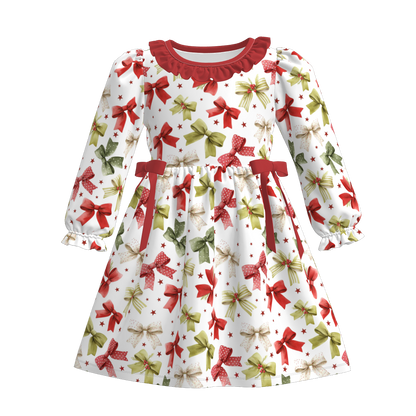 Christmas Family Outfit Collection – Red Green Bow & Plaid Matching Set