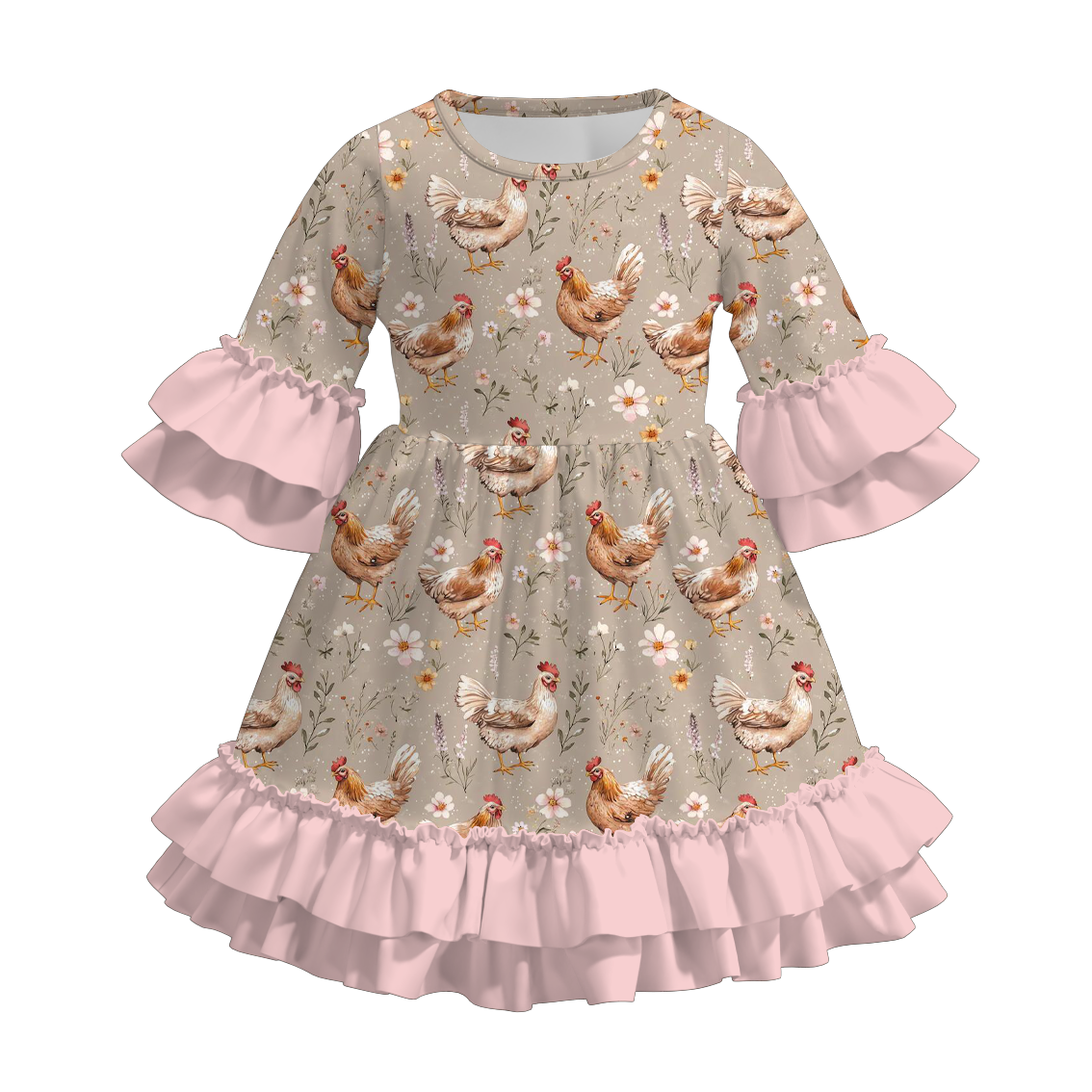 Girls Fall Farm Ruffled Cute Fashion Dress Collection