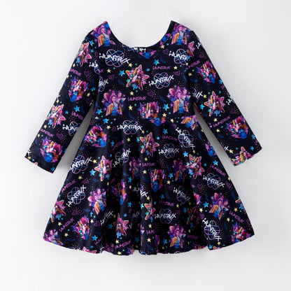 2026 Summer K-pop Demon Hunter Short Sleeves Twirl Dress