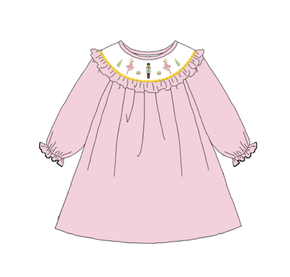 Kids Christmas Nutcracker Embroidered Smocked Outfits