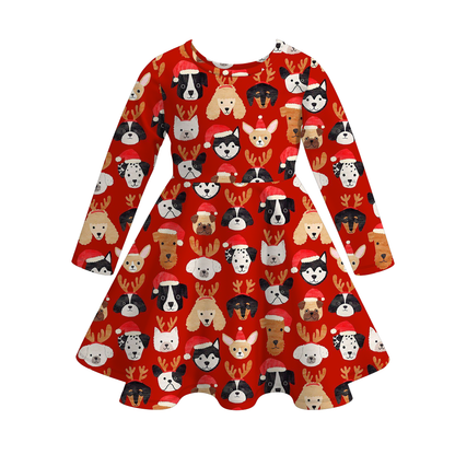 2025 Christmas Character Nutcracker Gift Tree  Print Twirl Dress