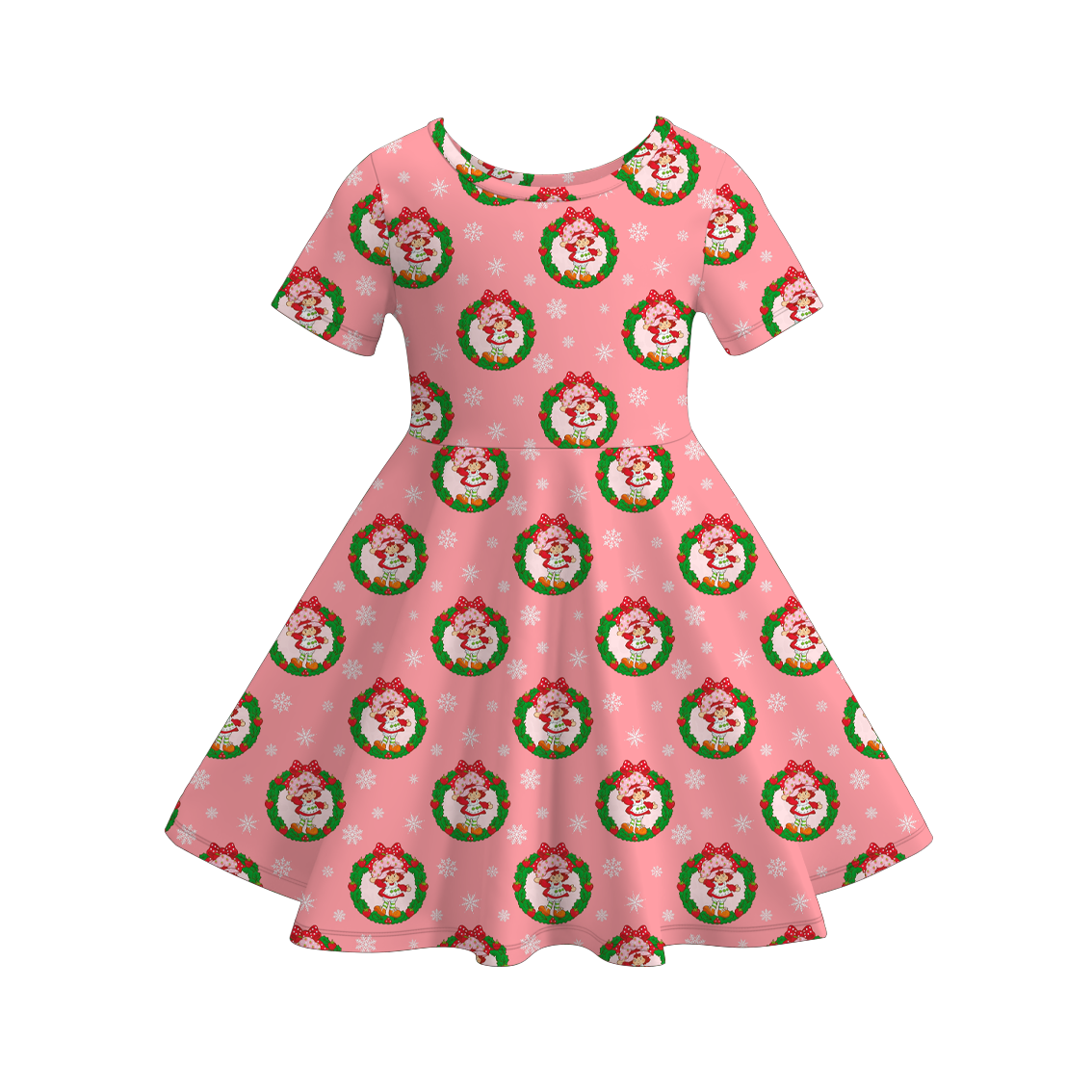 2025 Christmas Cartoon Gift Tree Character Print Twirl Dress