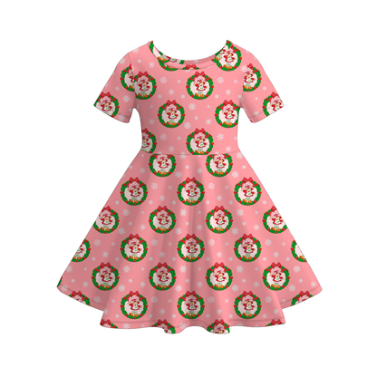 2025 Christmas Cartoon Gift Tree Character Print Twirl Dress