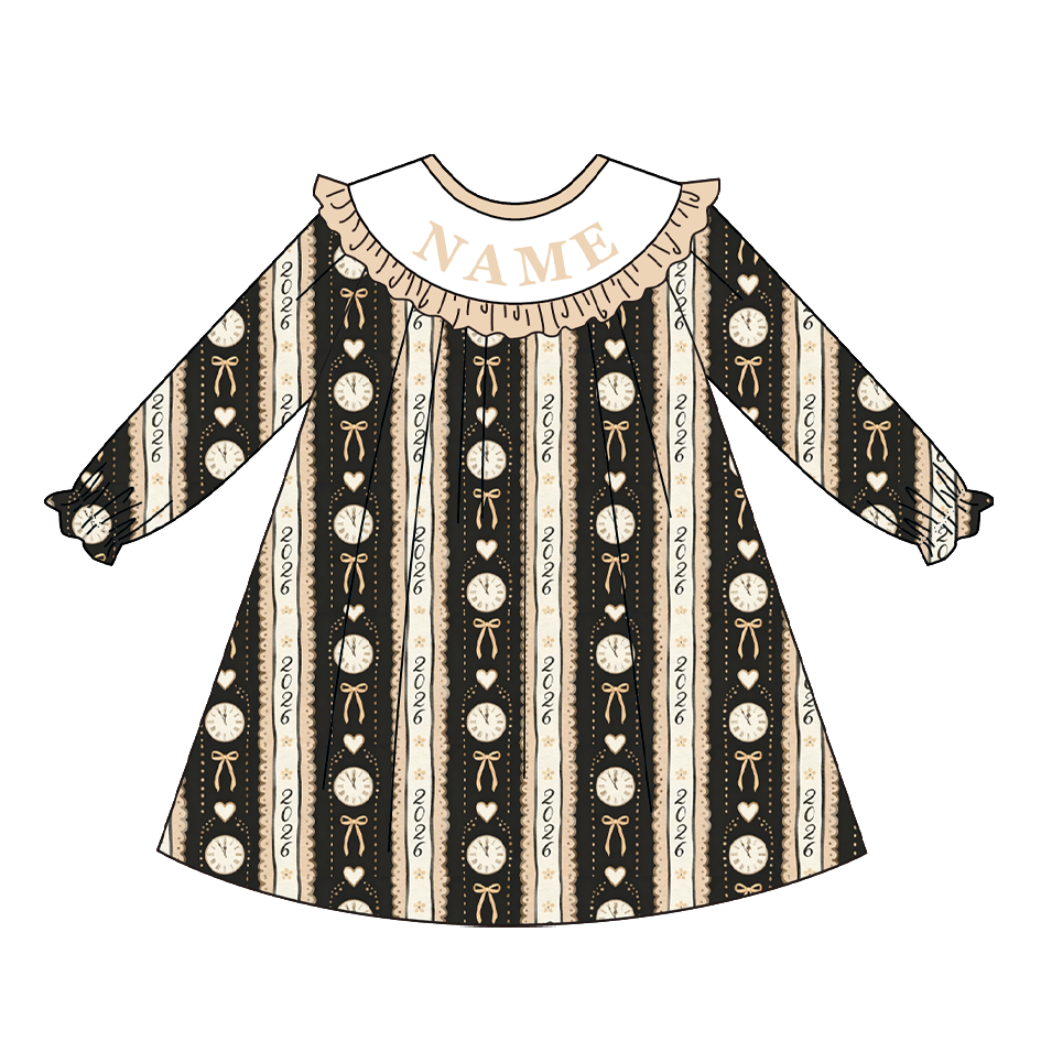 2026 New Year Kids Custom Name Embroidery Smock Outfits