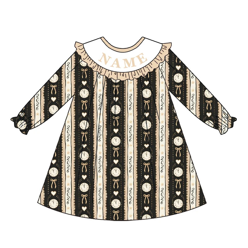 2027 New Year Smocked Embroidery Sibling Matching Outfits – Personalized Girls Dress, Baby Romper & Boys Sets