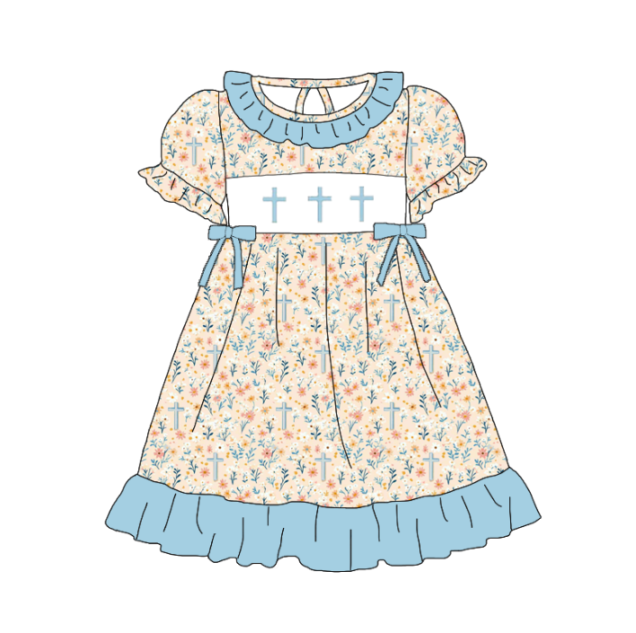 2026 Easter Cross Smocked Embroidered Floral Kids Collection