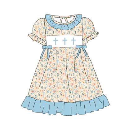 2026 Easter Cross Smocked Embroidered Floral Kids Collection