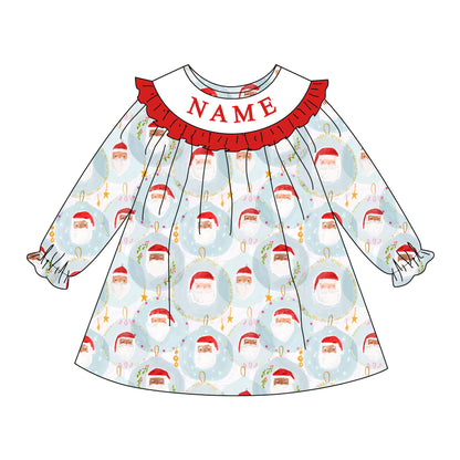 Girls Christmas Santa Custom Name Smock Embroidery Collection