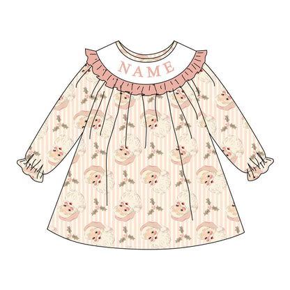 Girls Christmas Santa Custom Name Smock Embroidery Collection