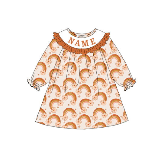 Easter Rainbow Flower Custom Name Embroidery Smock Outfits