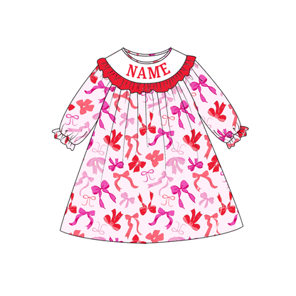 Valentine's Day Bow Floral Custom Name Smock Embroidery Collection