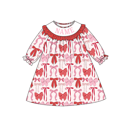Kids Valentine's Day Bow Smocked Collection Custom Name Holiday Outfits