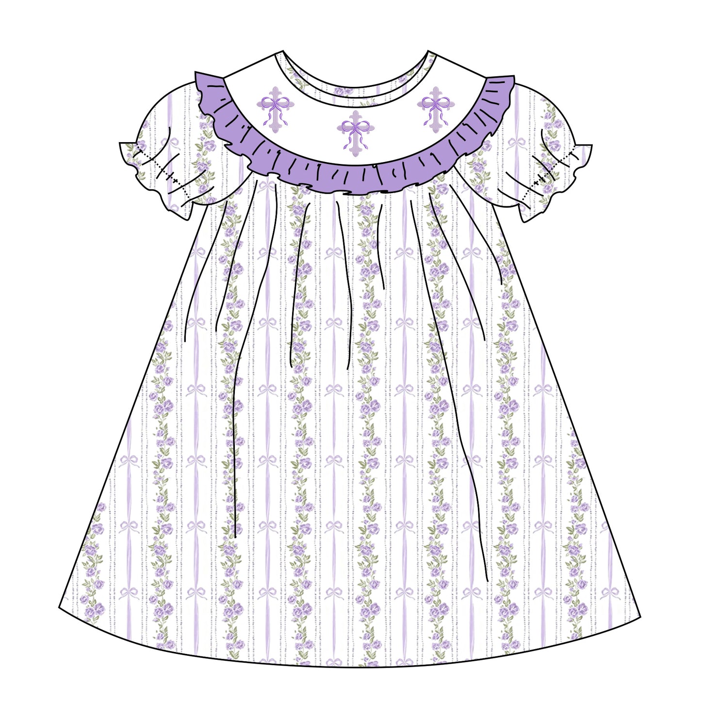Easter JESUS LOVES ME Cross Smocked Embroidered Dress & Romper