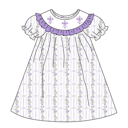 Easter JESUS LOVES ME Cross Smocked Embroidered Dress & Romper