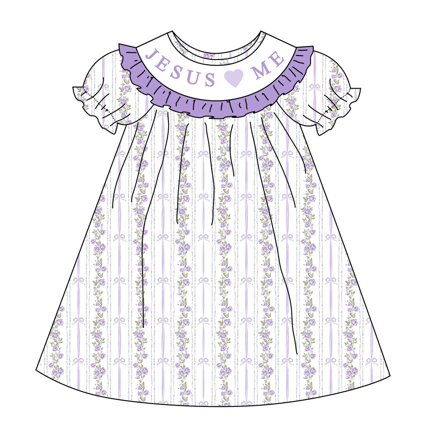 Easter JESUS LOVES ME Cross Smocked Embroidered Dress & Romper
