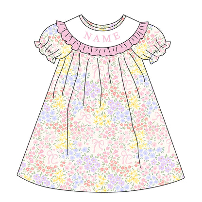 Spring Summer Floral Custom Name Smocked Embroidered Collection