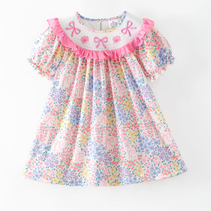 Spring Summer Floral Custom Name Smocked Embroidered Collection