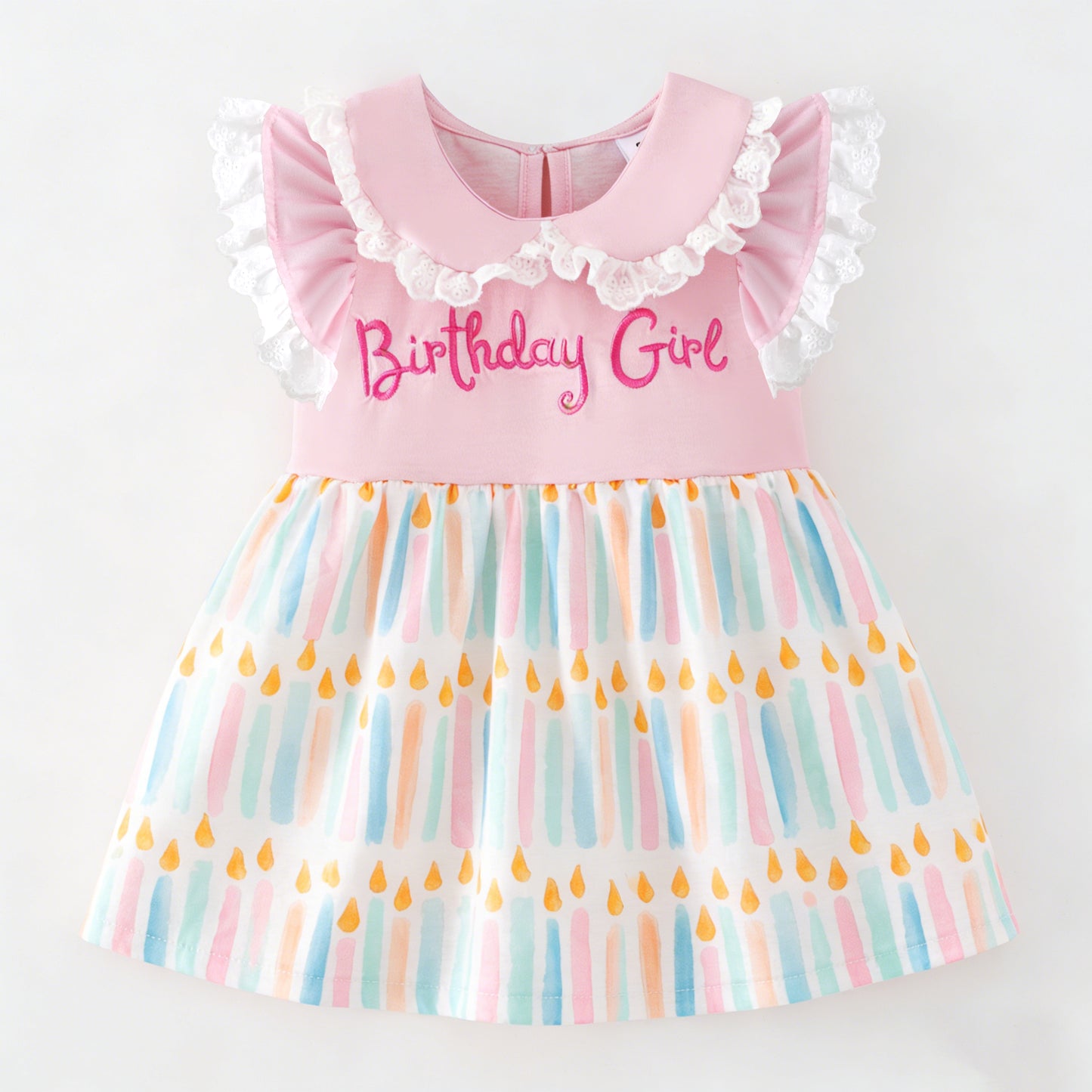 Kids Spring Summer Brithday Embroidery Candle Sibling Set