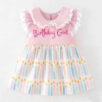 Kids Spring Summer Brithday Embroidery Candle Sibling Set