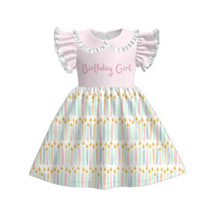 Kids Spring Summer Brithday Embroidery Candle Sibling Set