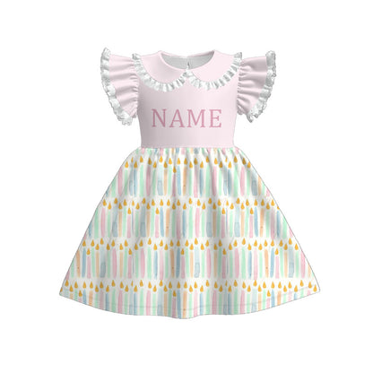 Kids Spring Summer Brithday Custom Name Embroidery Sibling Set